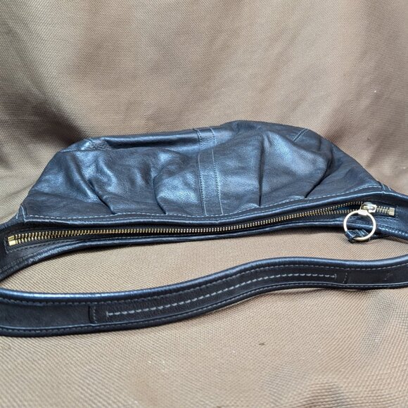 Coach Pleated Leather Handbag Black Hobo Shoulder Bag Purse - Picture 13 of 13